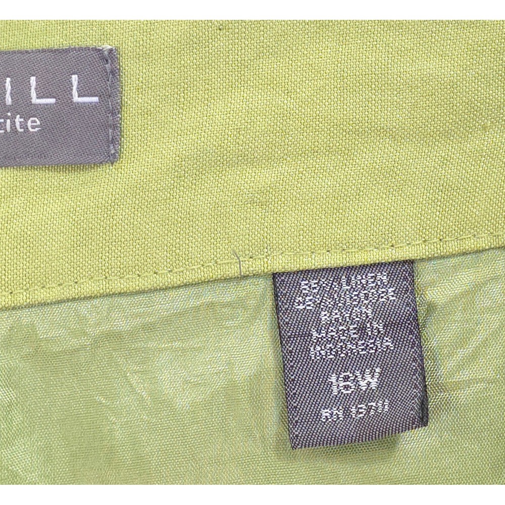 Kate Hill Linen Blend Pants Women 16WP High Rise Lime Green Chic Minimalist - Picture 9 of 9